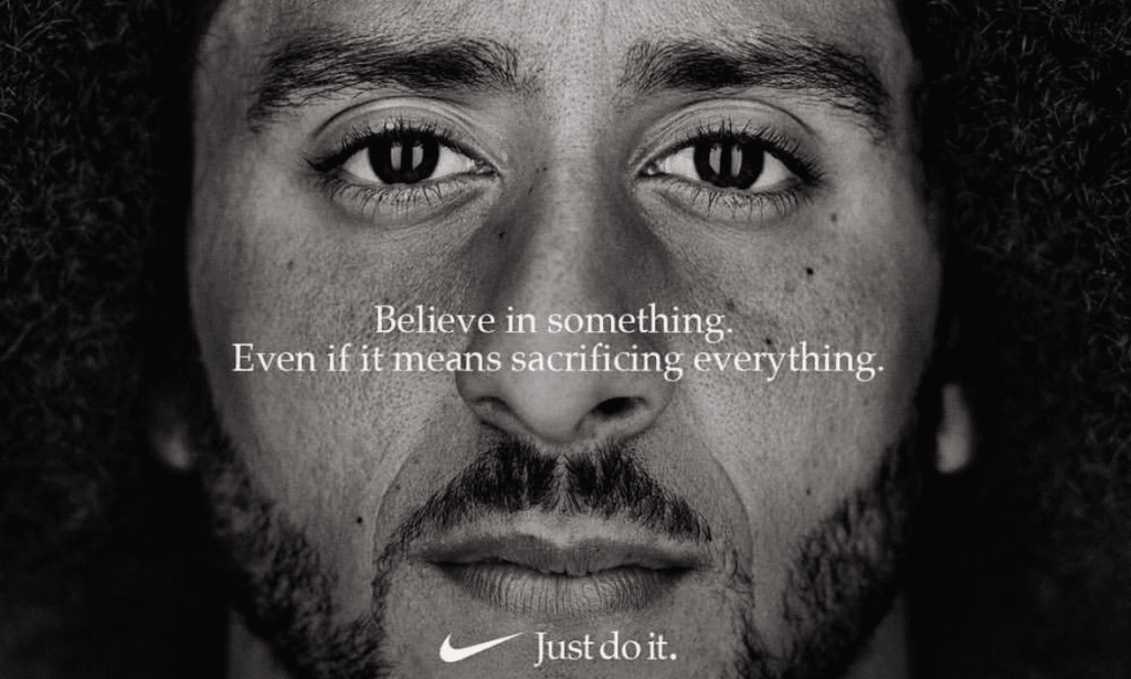 Mr Kaepernick with the #justdoit campaign for nike - controversial marketing campaign 