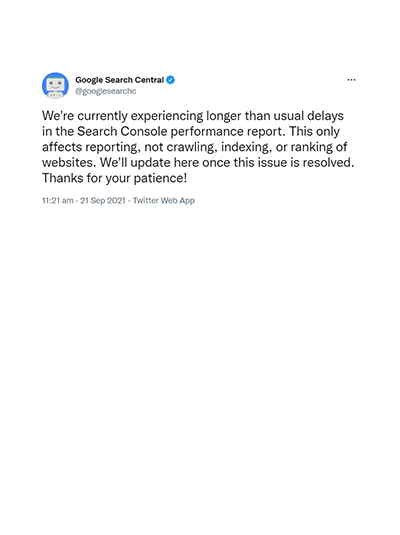 Google Search Console’s Performance Report Delay background